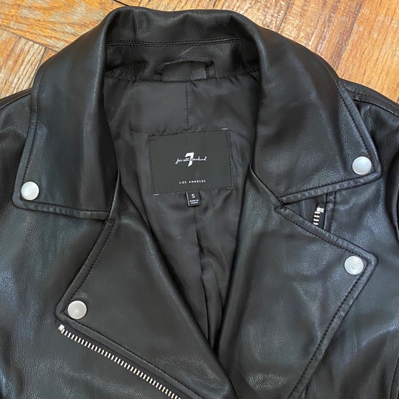 7 For All Mankind Quilted Black Faux Leather Jacket - Picture 3 of 11